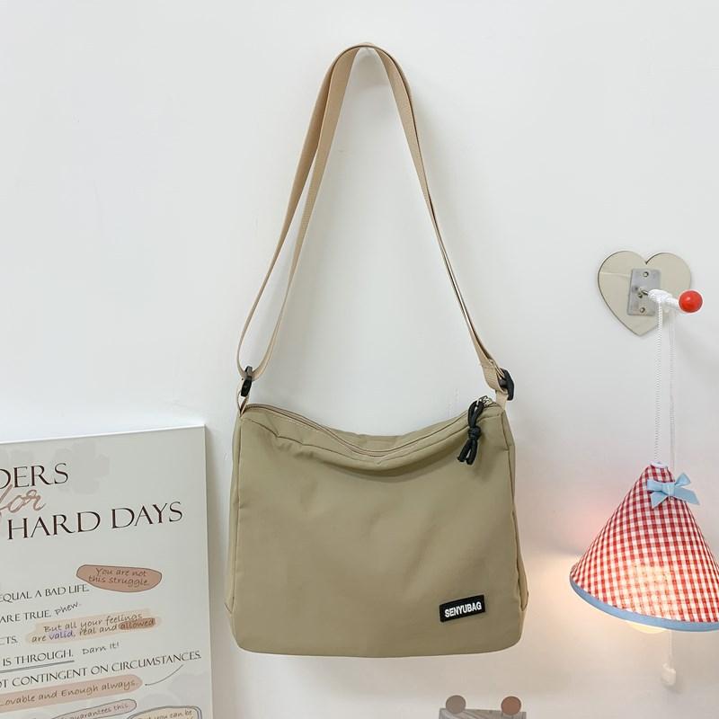 Canvas Bag Women'S Large-Capacity Simple Casual Versatile Commuter Messenger Bag Student Class Shoulder Bag