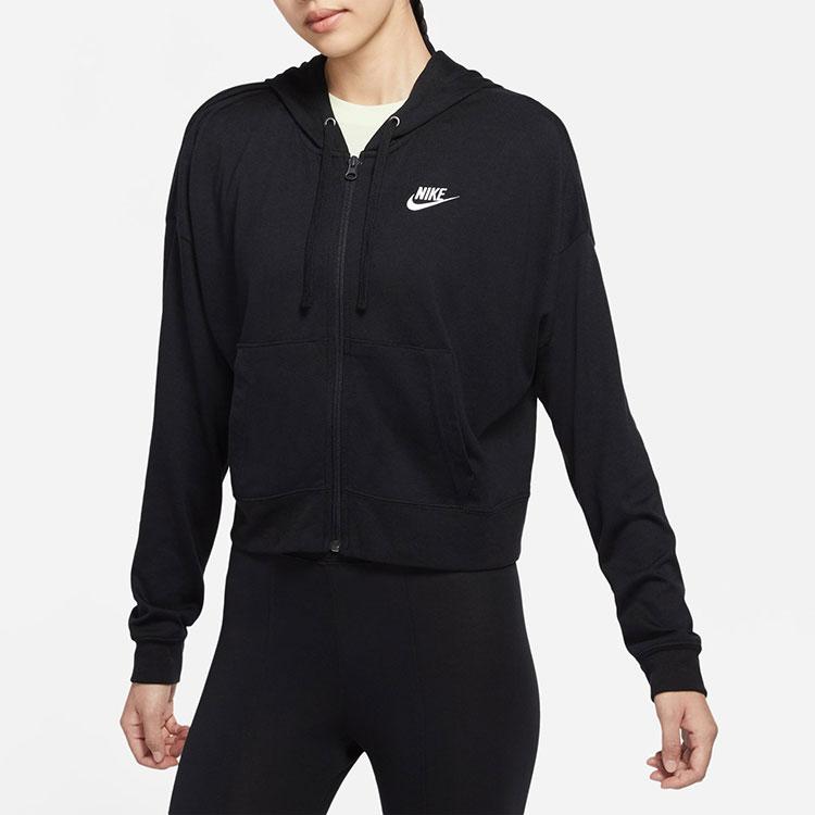 Nike Sportswear Solid Logo Zip-Up Hoodie Women Tops Black CV8619-010