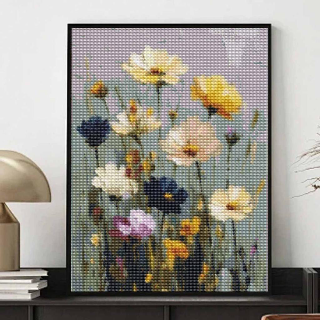 Wildflowers Full Round Drill Diamond Painting Kit DIY Sparkle Art Canvas for Adults Relaxing Craft and Home Decoration Gift Idea Set