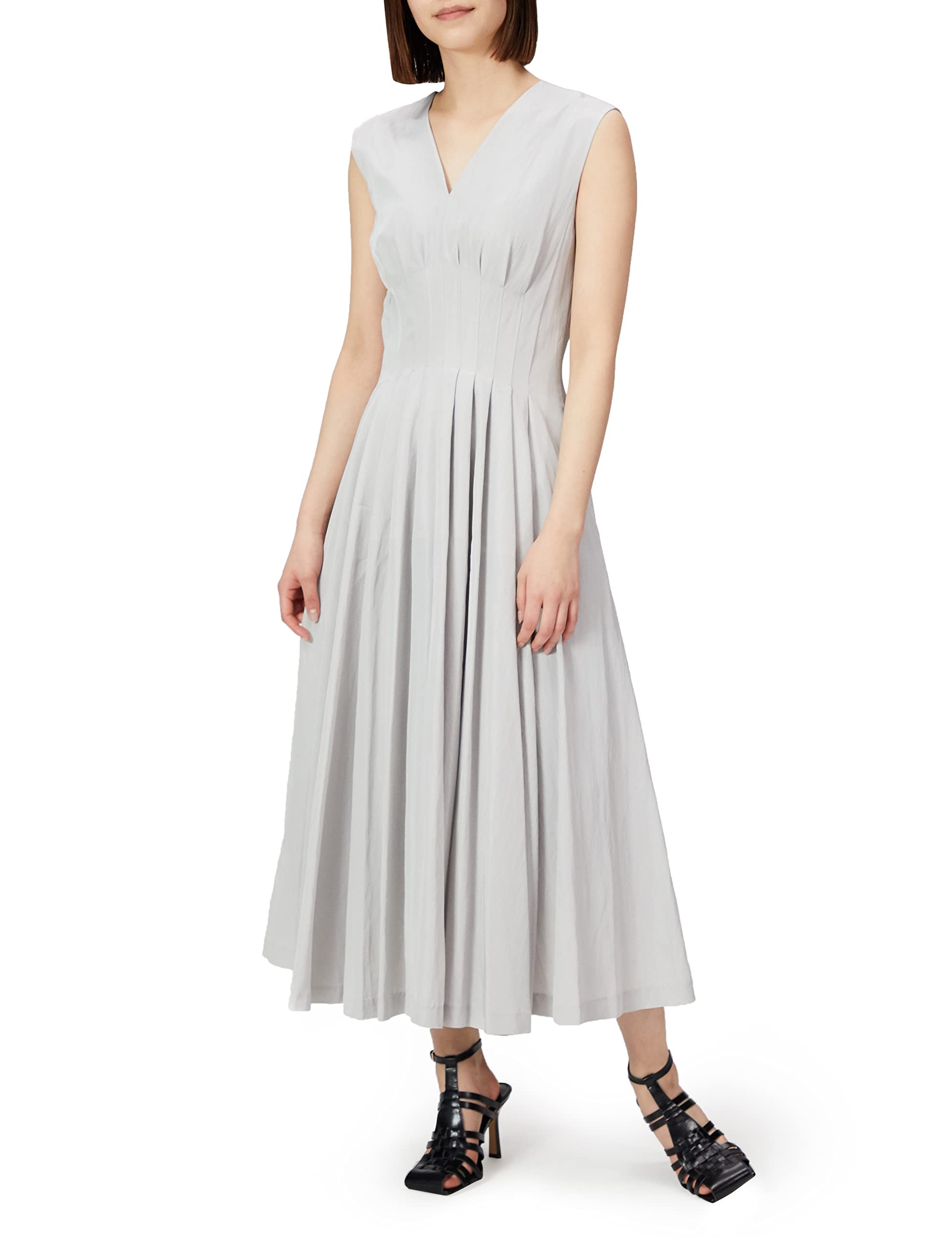 

FRAY I.D. Women s Tuck Shape V-Neck Dress, FWFO221515, GRY 1