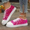 Fashion Large Size Women Single Shoes Spring Autumn New Fashion Sneakers Round Head Flat Bottom Lace Up Sequins Casual Shoes size 36-43