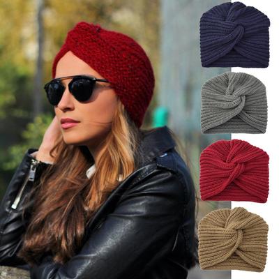 Winter Knitted Croceht Beanies Twist Headwrap Hat Women Felt Hat Ladies Turban Head Wrap Caps