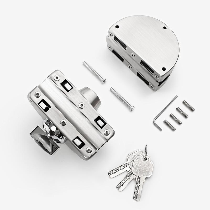 Semi-circular Stainless Steel Glass Lock No-drilling Sliding Door Locks Office Frameless Glass Clip Interior Security Door Latch