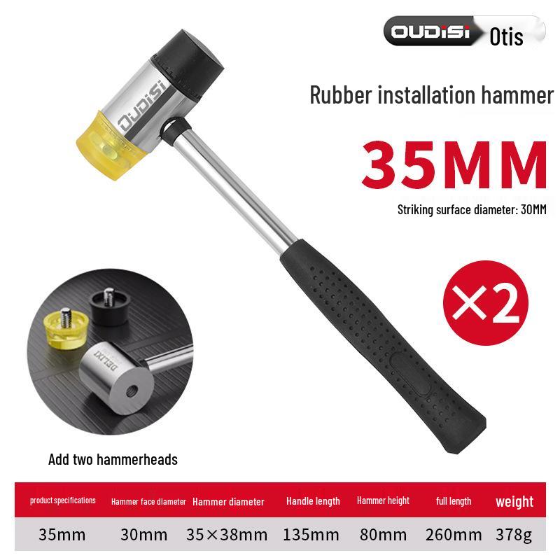 Rubber Hammer for Tile Installation: Multi-Functional Mallet with Large and Small Sizes for Tapping and Dyeing Tasks.