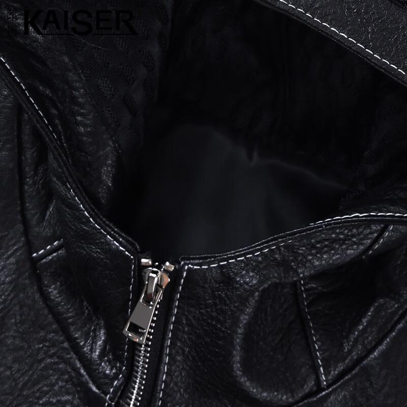 KAISER Men's Hooded Lambskin Leather Jacket