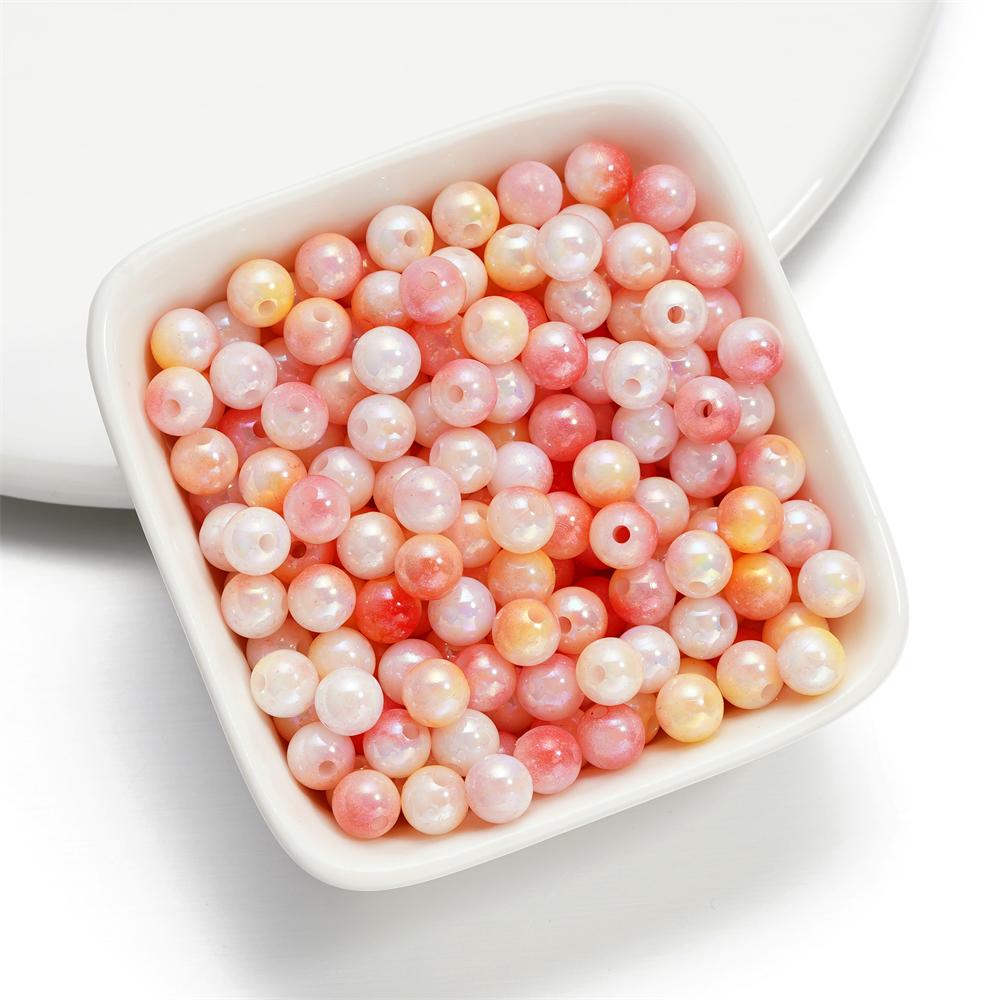 10g 4/6mm Acrylic Aurora Spacer Beads Gradient AB Color Imitation Pearl Round Bead for DIY Bracelet Jewelry Accessories