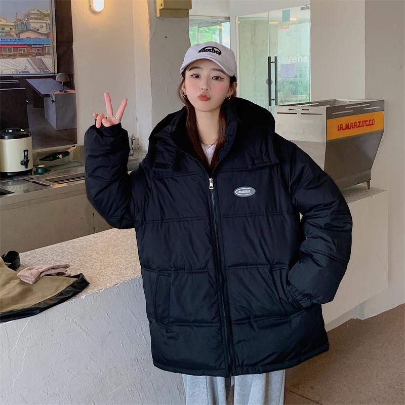 

Женская свободная хлопковая куртка с капюшоном в корейском стиле, зимняя студенческая одежда типа «хлеб», хлопковая одежда, теплая куртка XXL