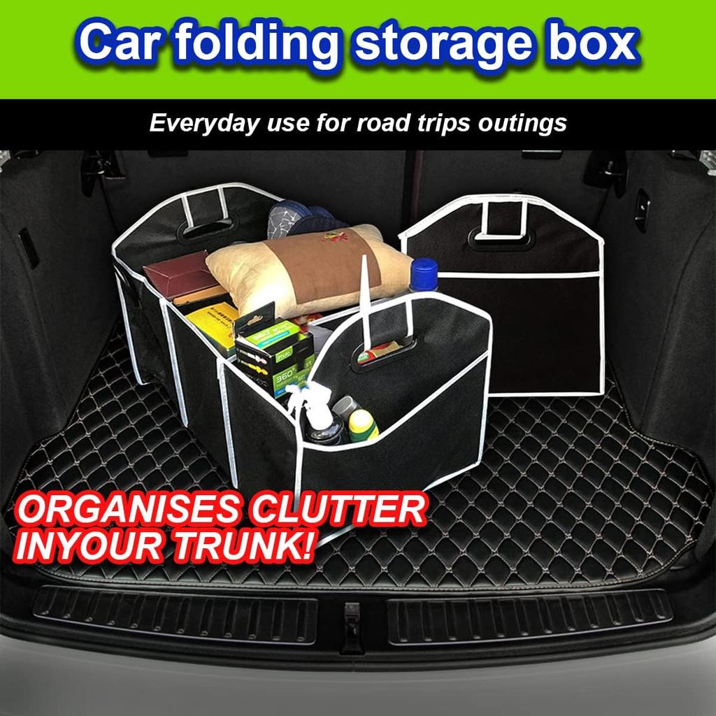 Car Trunk Organizer, Portable Foldable Waterproof Auto Storage Bag With 3 Compartments, Collapsible Cargo Trunk Groceries Organizer, Car Accessories