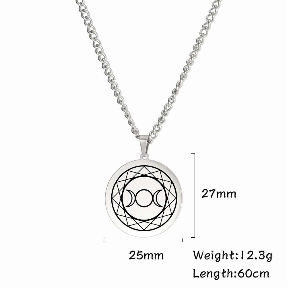 Dawapara Witchcraft Hecate’s Wheel Triple Moon Goddess Necklaces Lilith Seal Amulet Stainless Steel Wiccan Jewelry