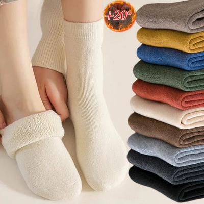 Winter Warm Verdicken Kaschmir Weiche Schneesocken Samt Thermisch Einfarbig Schlaf Zuhause Boden Einfache Socken Unisex Haut Nahtlose Socken