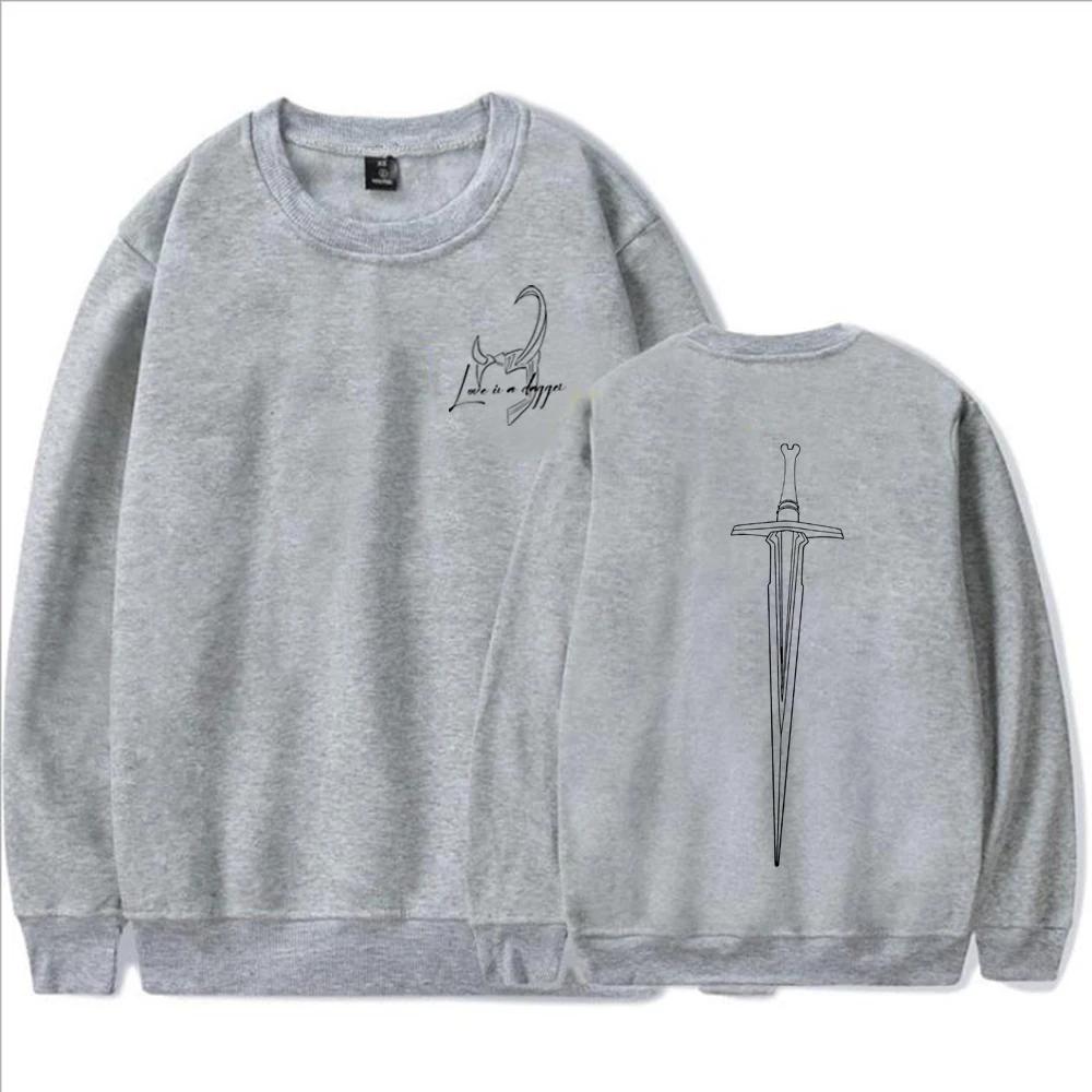 Толстовка Love Is A Dagger Loki and Lady Loki Shirt Loki Dagger Sweatshirt Women Long Sleeve Casual Pullover Sweeper XXXL серый 1480₽