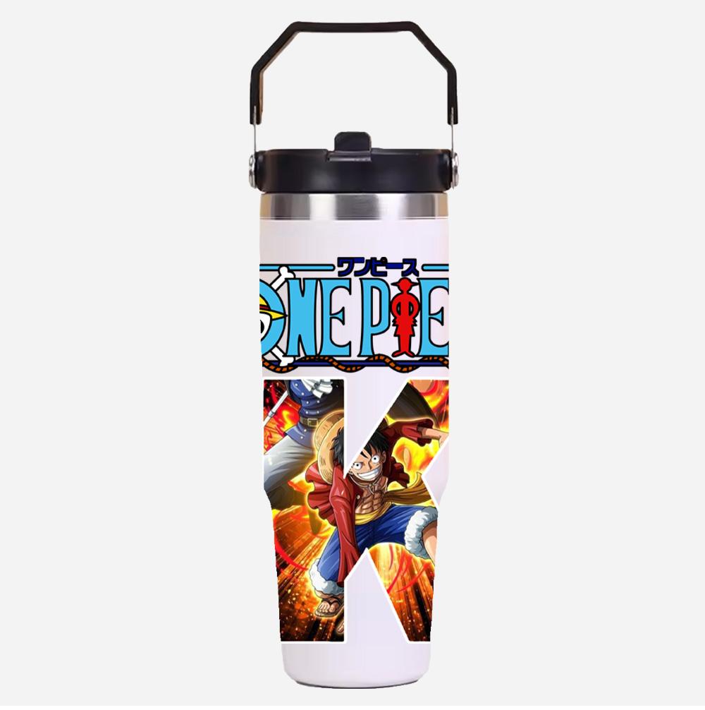 30oz Anime A-Z English Letter Printed Simple Solid Color Stainless Steel Thermos Water Cup Thermal Insulation Cold Ice Cup