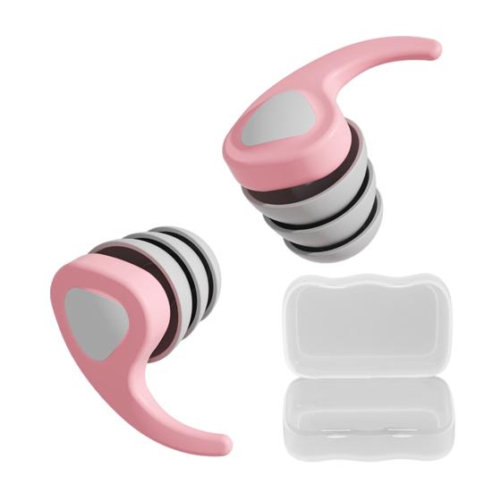 2Pcs Silicone Noise Reduction Earplugs Washable Waterproof Reusable Hearing Protection Swimming Concerts Work Study Sleeping Silent Earplugs
