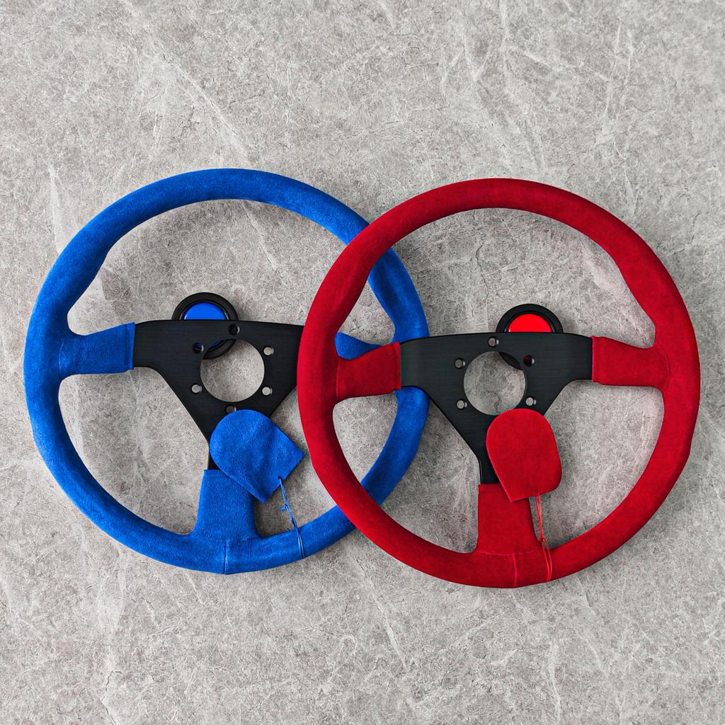 14Inch Universal Racing Montecarlo Sports Steering Wheel Red Suede JDM Car Steering Wheel PC-ST51