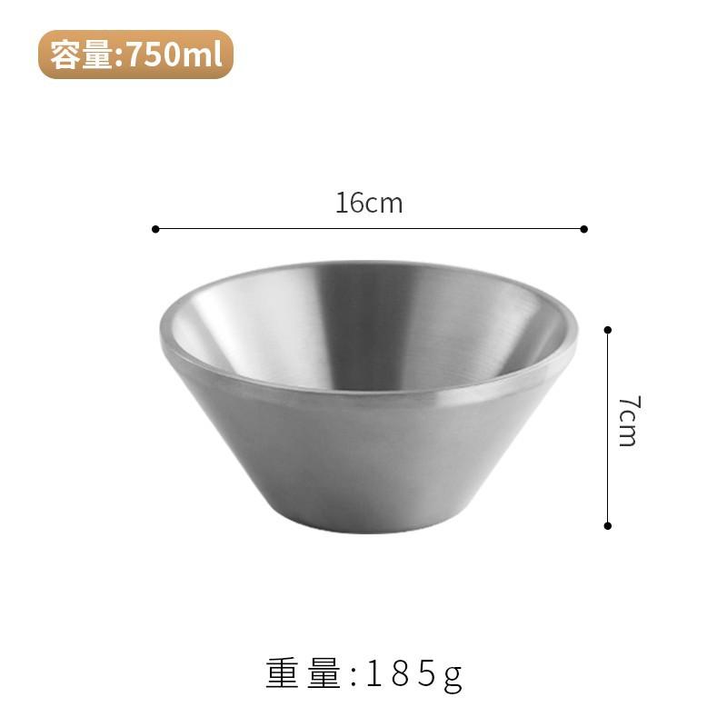 Doppelschichtige Salatschüssel aus Edelstahl 304, dicke, verbrühungshemmende V-förmige Ramen-Nudel-Reisschüsseln, Küchenutensilien