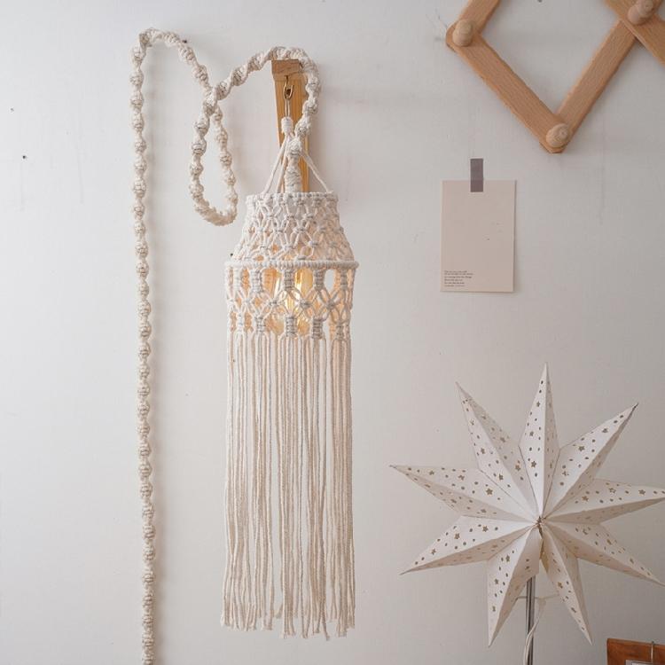 Bohemian Macrames Tapestry Light Shade Cotton Rope Tassels Handwoven Hanging Pendant Lamp Cover Lampshade for Home Decor