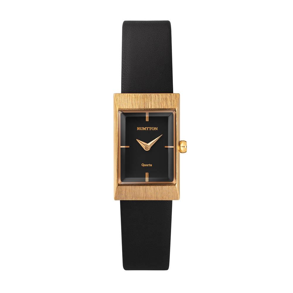 Leomteun Women'S Leather Band Watch Rumton Grid Black Gold