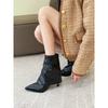 Stylish! Pointed high-heeled trouser boots soft leather thin-heeled thin boots