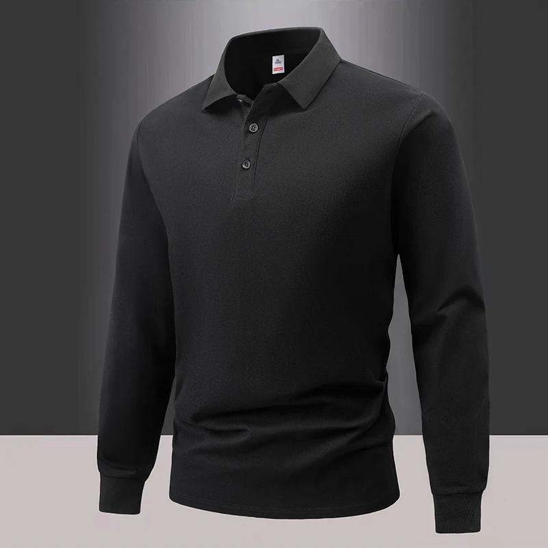 Autumn Men'S Polo Shirts Casual Long Sleeve Men'S Solid Color Business Shirts Fashion Spring Streetwear Polo Collar T Shirt Men
