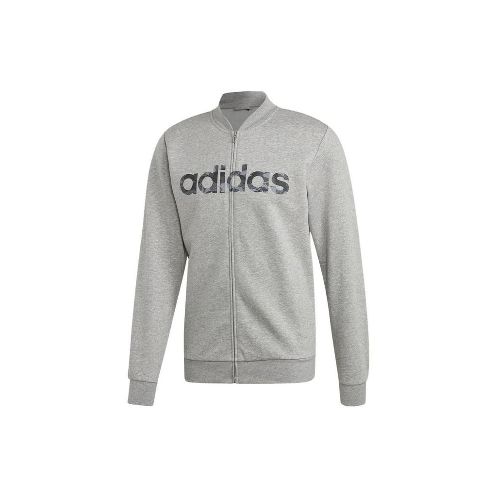 Adidas Letter Logo Print Zippers Thickened And Fleece Lined Sports Jackets & Coats Men's Gray EI9742