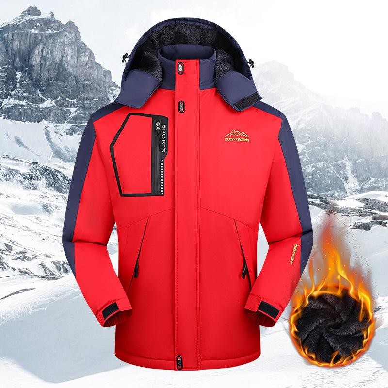 

Мужская зимняя уличная лыжная зимняя теплая парка куртка пальто мужская верхняя одежда повседневная шапка водонепроницаемая толстая флисовая парка мужская XXXXL красный