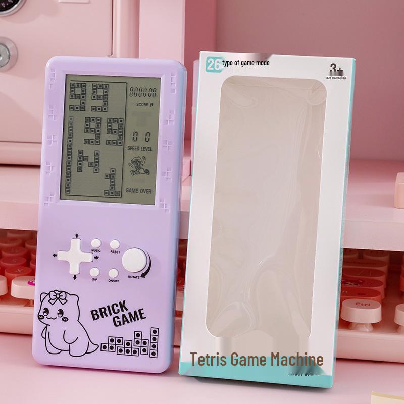 4 Handheld Tetris Game Console - Nostalgic B&W Screen Toy