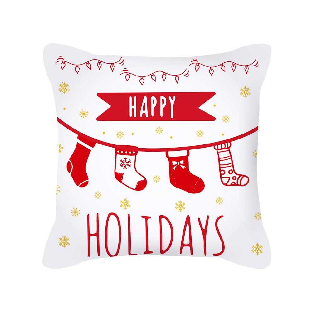 Nordic Style Christmas Pillow Cover Peach Skin Cartoon Santa Claus Office Sofa Cushion Cover Home