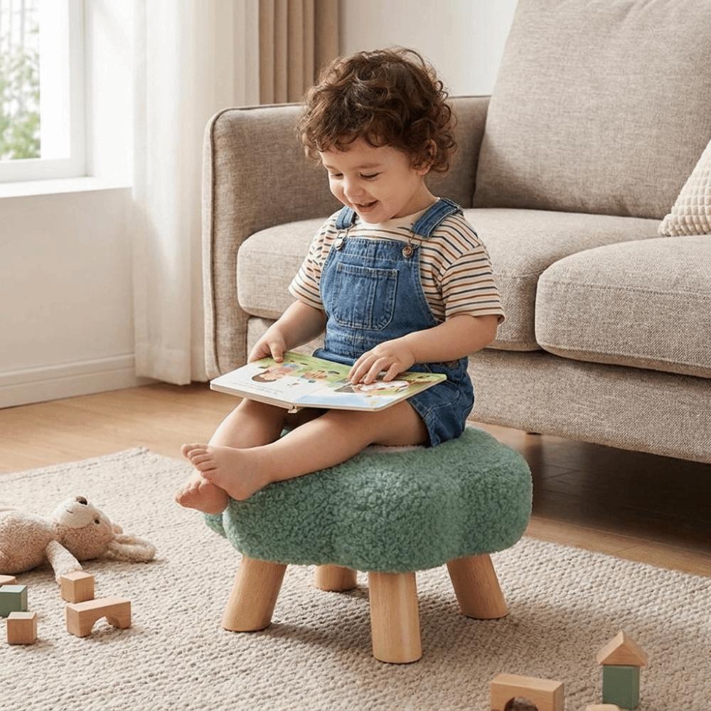 Solid Wood Low Stool Soft Padded Sofa Bench Daily Gift Soft Padded Stool Living Room