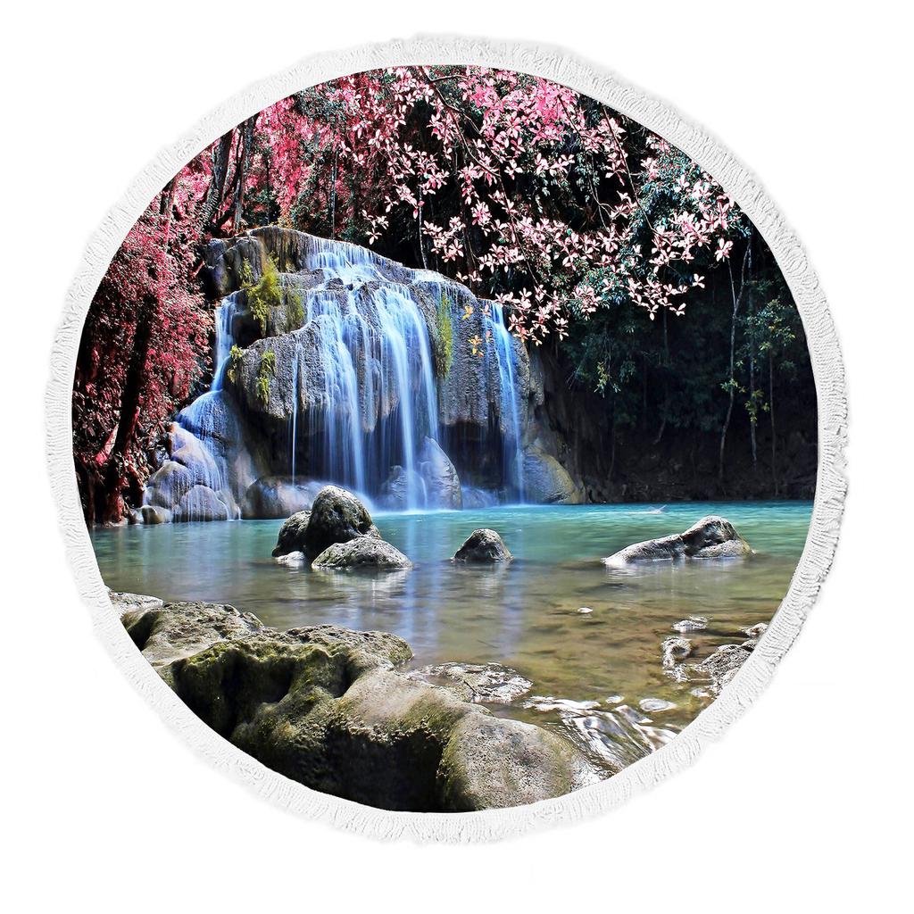 Landscape Nature Scenery Beach Towel Waterfall Autumn Forest At Erawan National Park Beach Blanket Yoga Mat Picnic Blanket Buy From 40 On Joom E Commerce Platform
