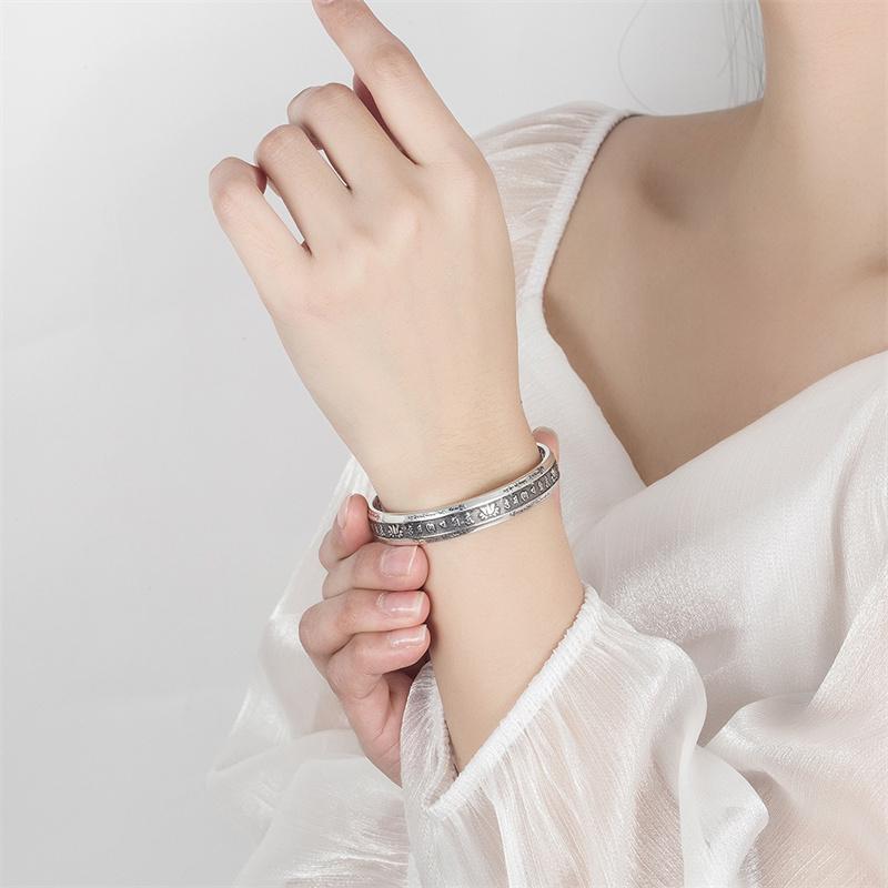 Klassisk Lotus Prajna Paramita Hjerte Sutra Armbånd For Dame Håndtilbehør Retro Buddhistiske Ordspill Skrift Armbånd Kvinner Gave