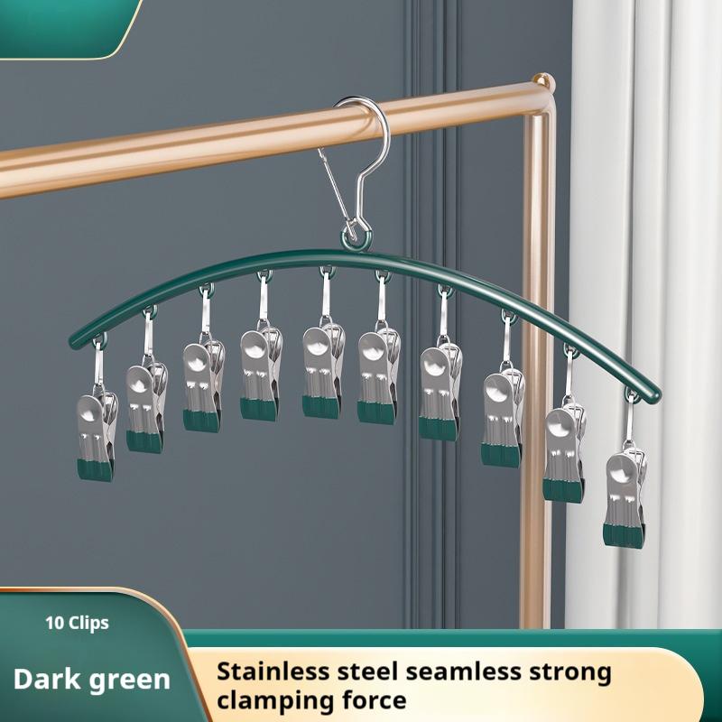 Steel Clothes Drying Hanger Windproof Clothing Rack 10 Clips Sock Laundry Airer Hanger Underwear Socks Holder Hangers