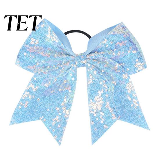 Dance Team Hair Ties Sequins Bows, Elastic Tie, Large Cheerleading Performance Band Ponytail Holder, Glitter Scrunchies for Women Girls Teens