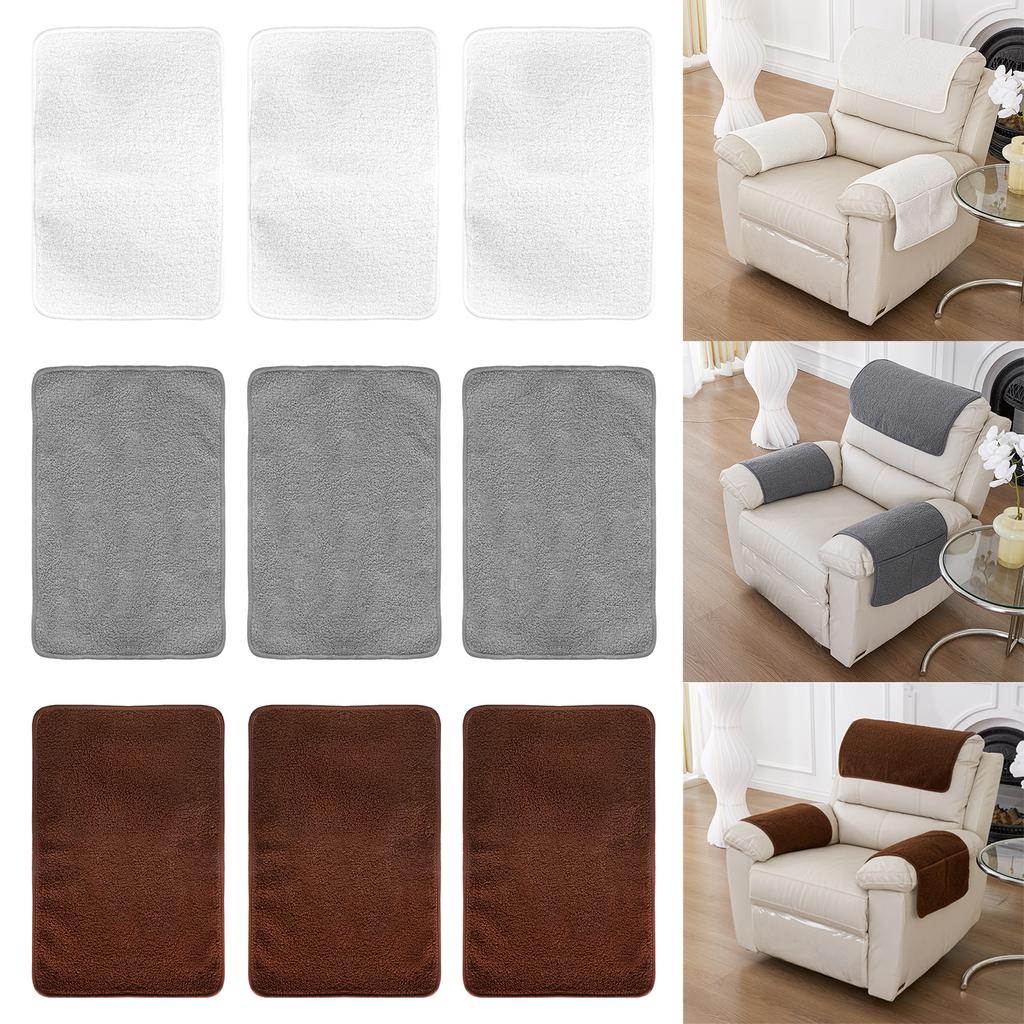 3Pcs Sofa Headrest Cover Soft Polyester Recliner Headrest Protector Wear Resistant Recliner Headrest Cover