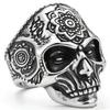 316L Stainless Steel Vintage Relief Skull Ring for Men Jewelry Punk Gothic Accessory Halloween Gift