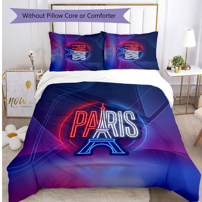 France Football Printed Bedding 3 Piece Set Cozy Breathable Bed Cover Set as Housewarming Holiday Gift