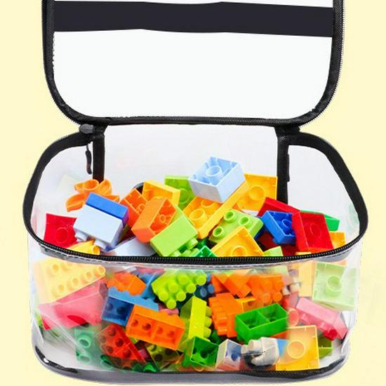 Lego-Compatible Building Blocks Storage Bucket with Wood Toy Classification