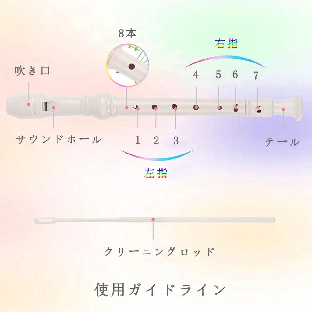 Sopránová zobcová flétna německý styl C klíč 8 otvorová flétna odnímatelná 3dílná sada ABS zobcová flétna čištění prstokladu pro školní začátečníky (s hůlkou, taškou,