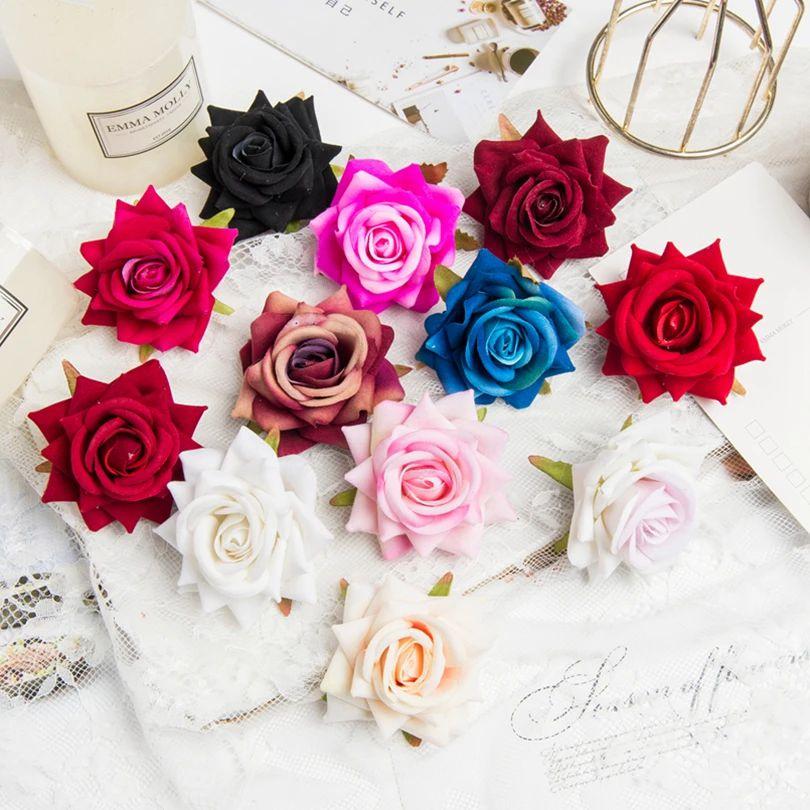 

10/30Pcs High Quality Flannel Silk Roses Wedding Scrapbooking Diy Crafts Home Decorations Flower Wall Wreath Artificial Flowers 10PCS