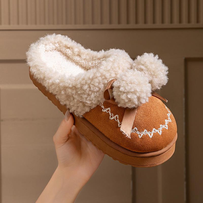 Winter thickened thermal cotton slippers non-slip thick-soled home plush shoes 2025 new plush cotton shoes