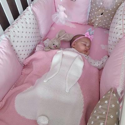 Kids Rabbit Knitting Crocheted Costume Blanket Rabbit Play Bedding Quilt CODE