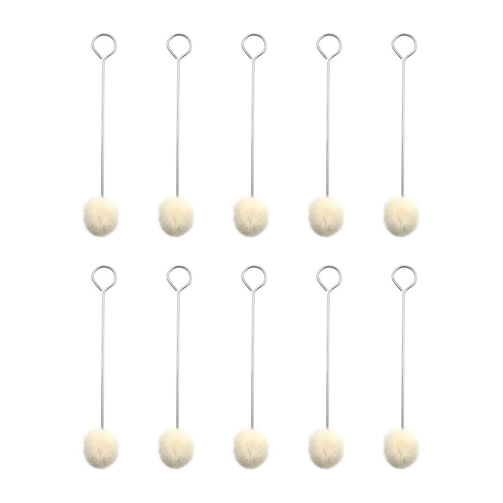 DIY Crafts Projects Wool Ball Brush Leather Dye Tool with Metal Handle (10Pcs) Beautiful, Beige, 16cm