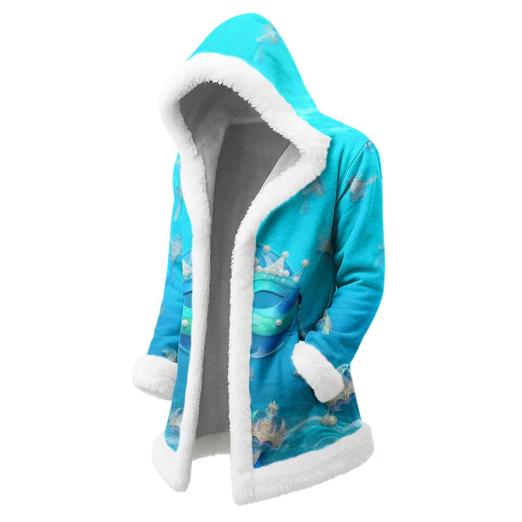 Unisex Casual And Fashionable Plush Collar Hooded Long Sleeved Carnival Print Jacket