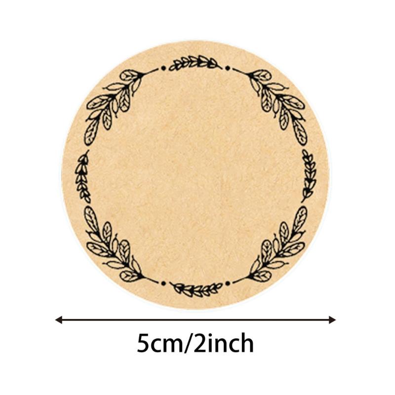 500pcs Kraft Brown Sticker with Wreath Designs for Writing Canning Jar Labels and Holiday Decorations Organizing Sticker