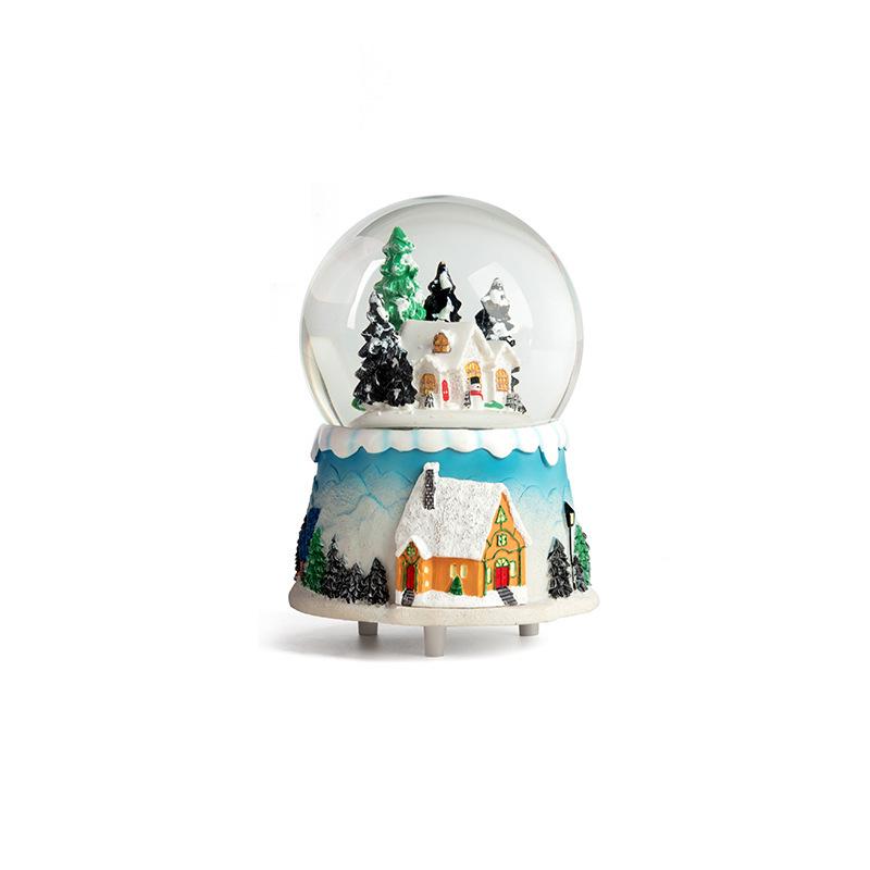 Castle In the Sky Crystal Music Box: Glowing Snowfall Ornament for Christmas & Children's Day