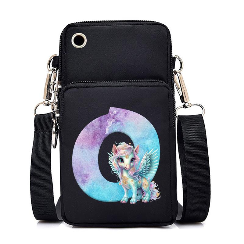 Sac de téléphone portable à imprimé lettre Licorne Léger à transporter Sac bandoulière multifonction