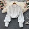 Design Crochet Temperament Long Sleeve Shirt Top Autumn Women's Loose Shirt