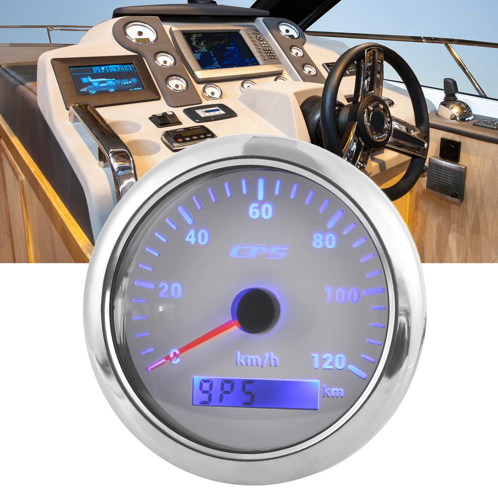 85mm Marine Auto GPS Speedometer 120KMCelsiusH Speed Odometer with 7 Color Backlight for Car Boat RV Yacht