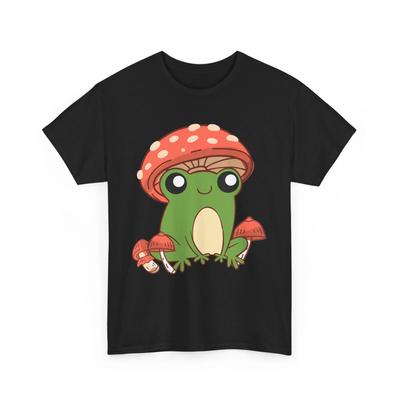 Frog Cottagecore Aesthetic Shirt, Kawaii Frog Mushroom Hat Mycology Lover Tee