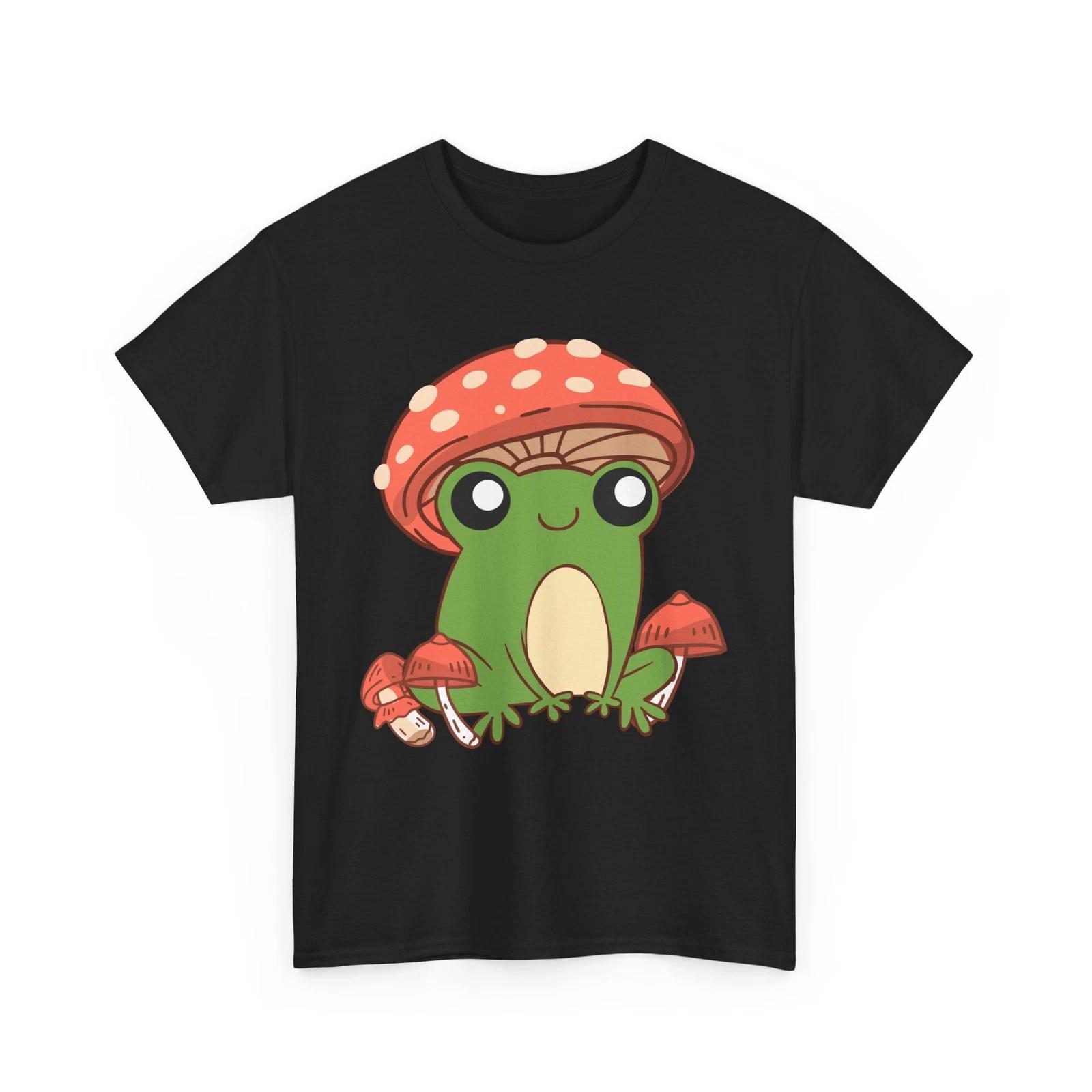 Frog Cottagecore Aesthetic Shirt, Kawaii Frog Mushroom Hat Mycology Lover Tee 2XL