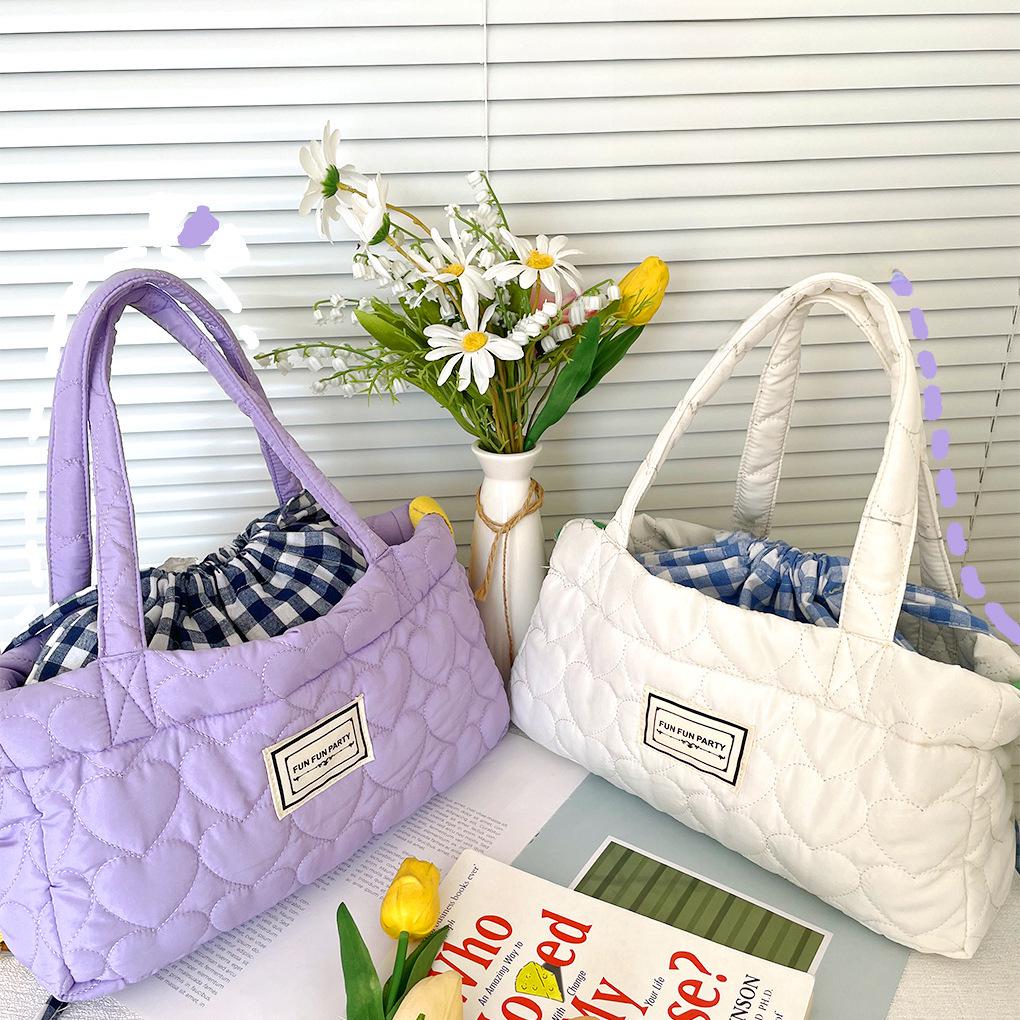 Korean Style Plaid Drawstring Messenger Handbag - Soft, Sticky, and Parent-Child Option for Autumn/Winter